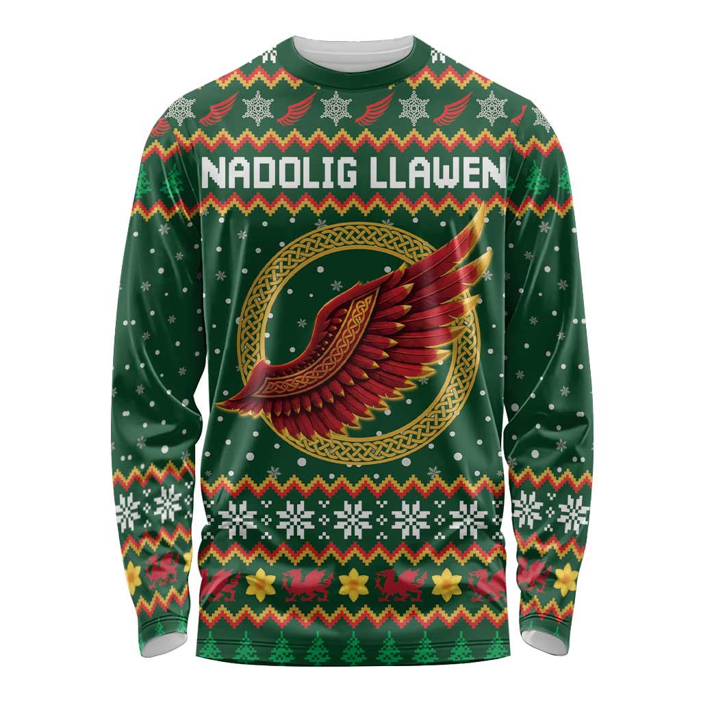 Personalized Montgomeryshire Wales Christmas Long Sleeve Shirt Celtic Red Wing Cymru Heritage - Wonder Print Shop