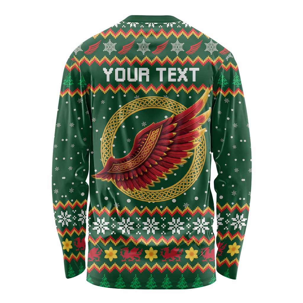 Personalized Montgomeryshire Wales Christmas Long Sleeve Shirt Celtic Red Wing Cymru Heritage - Wonder Print Shop