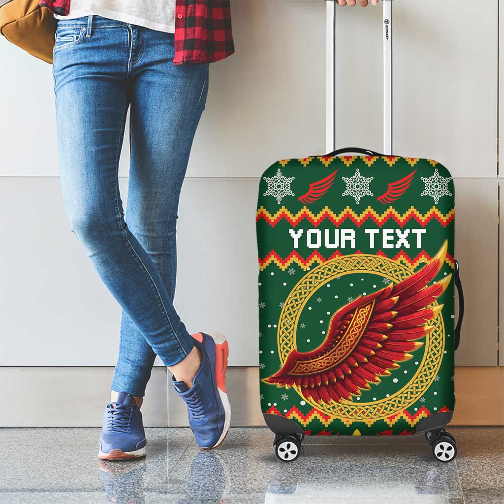 Personalized Montgomeryshire Wales Christmas Luggage Cover Celtic Red Wing Cymru Heritage - Wonder Print Shop