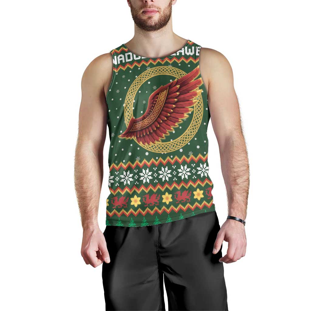 Personalized Montgomeryshire Wales Christmas Men Tank Top Celtic Red Wing Cymru Heritage - Wonder Print Shop