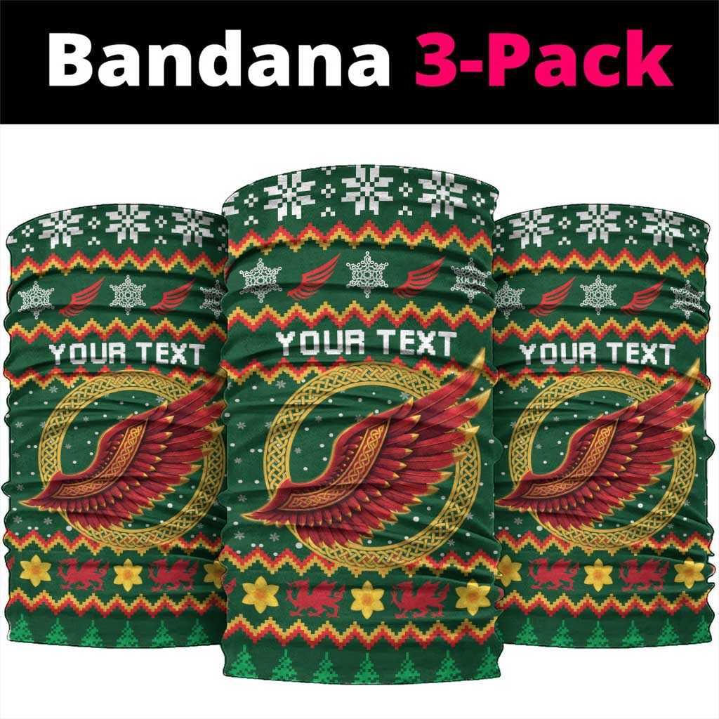 Personalized Montgomeryshire Wales Christmas Neck Gaiter Celtic Red Wing Cymru Heritage - Wonder Print Shop