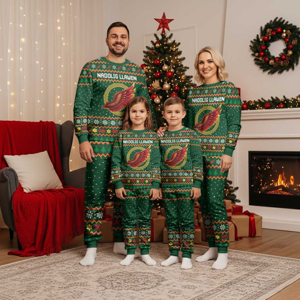 Personalized Montgomeryshire Wales Christmas Pajama Set Celtic Red Wing Cymru Heritage - Wonder Print Shop