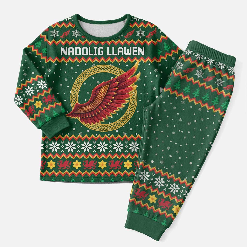Personalized Montgomeryshire Wales Christmas Pajama Set Celtic Red Wing Cymru Heritage - Wonder Print Shop