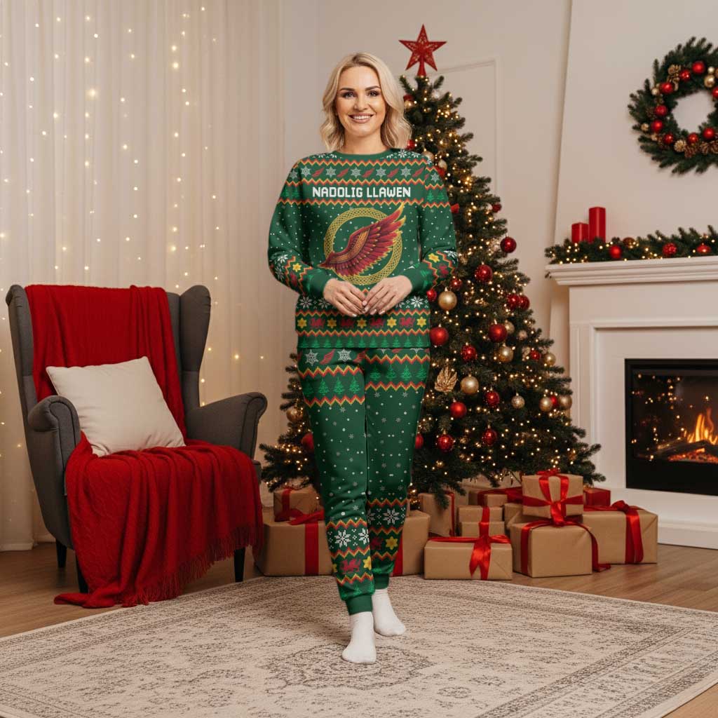 Personalized Montgomeryshire Wales Christmas Pajama Set Celtic Red Wing Cymru Heritage - Wonder Print Shop