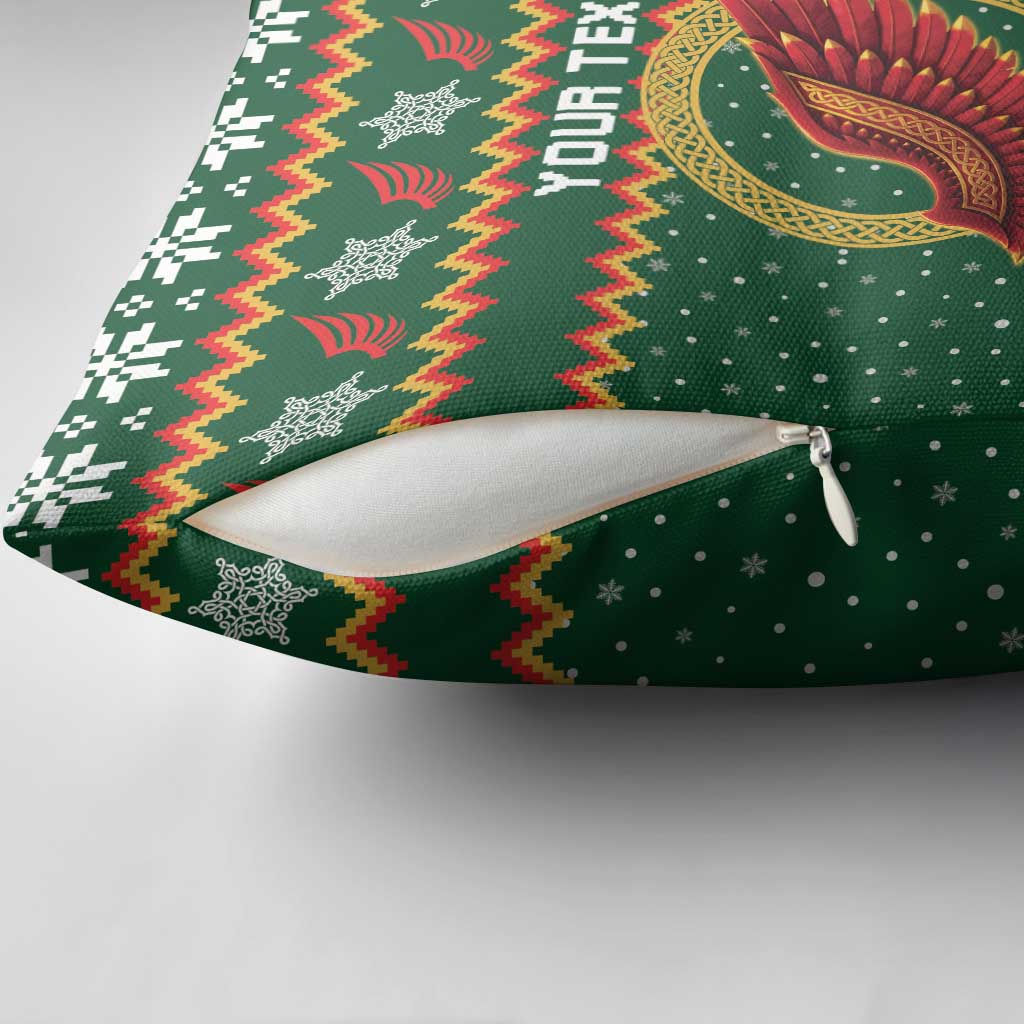Personalized Montgomeryshire Wales Christmas Pillow Cover Celtic Red Wing Cymru Heritage - Wonder Print Shop