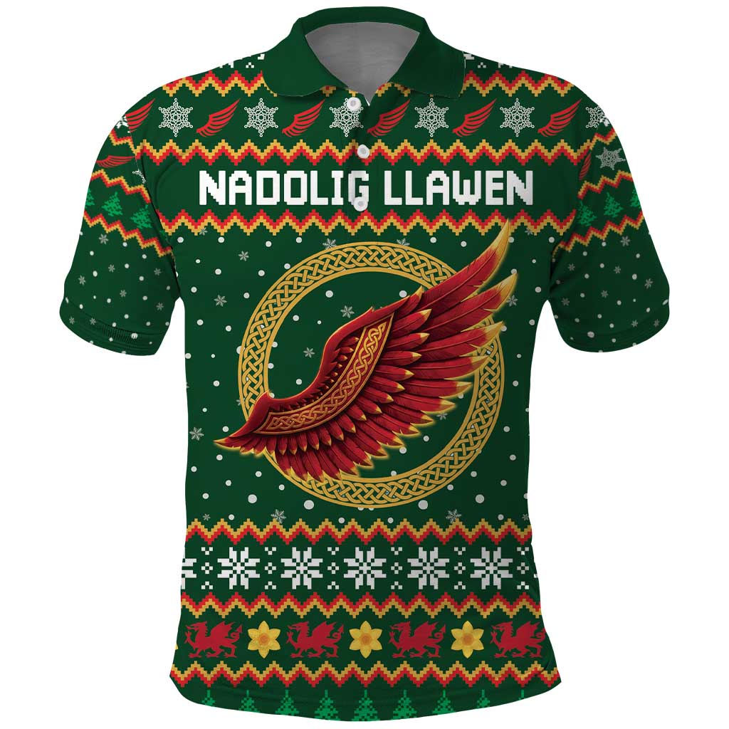 Personalized Montgomeryshire Wales Christmas Polo Shirt Celtic Red Wing Cymru Heritage - Wonder Print Shop