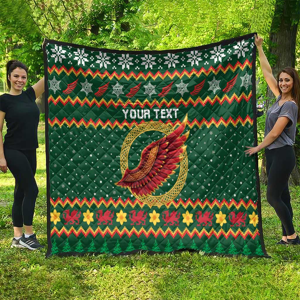 Personalized Montgomeryshire Wales Christmas Quilt Celtic Red Wing Cymru Heritage - Wonder Print Shop