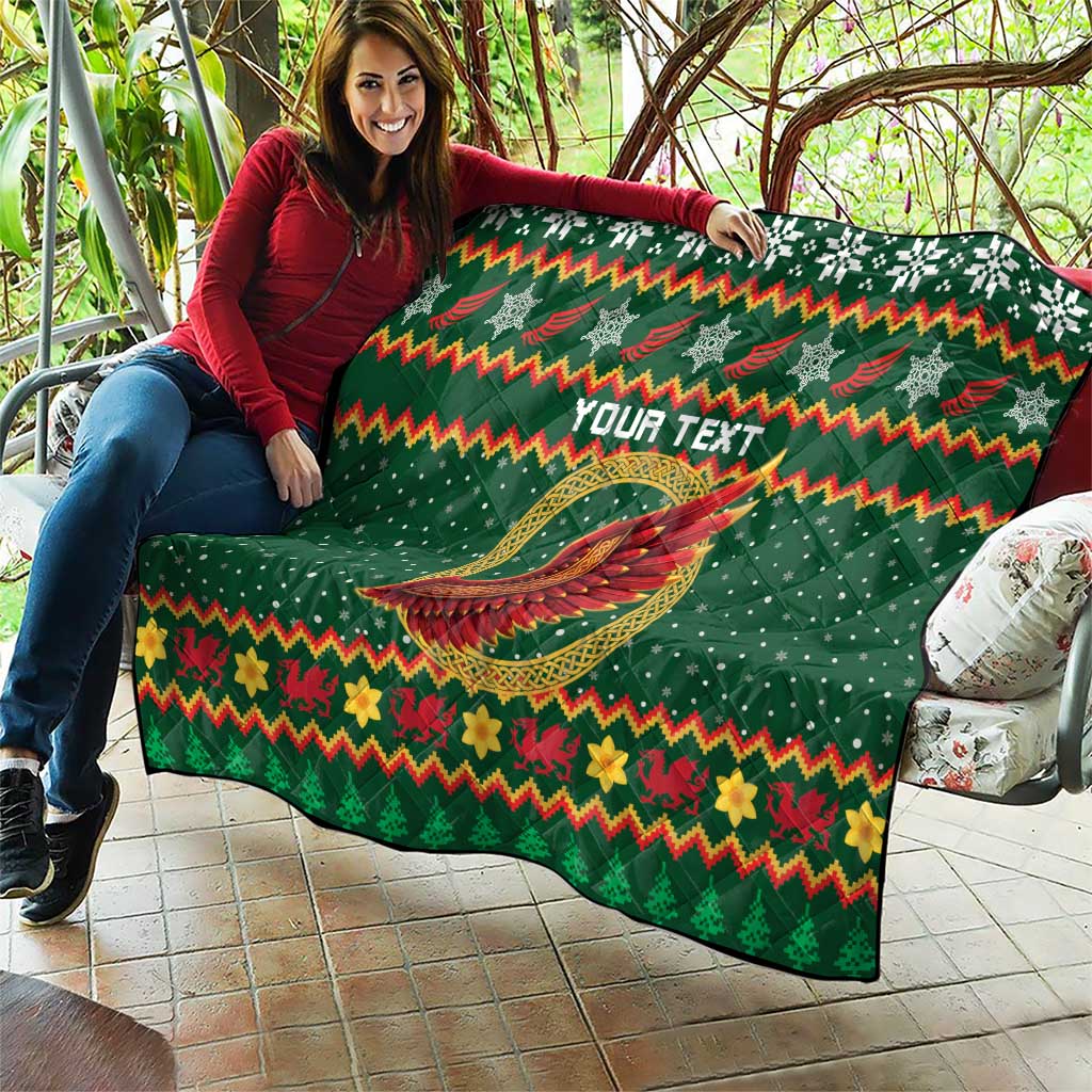 Personalized Montgomeryshire Wales Christmas Quilt Celtic Red Wing Cymru Heritage - Wonder Print Shop