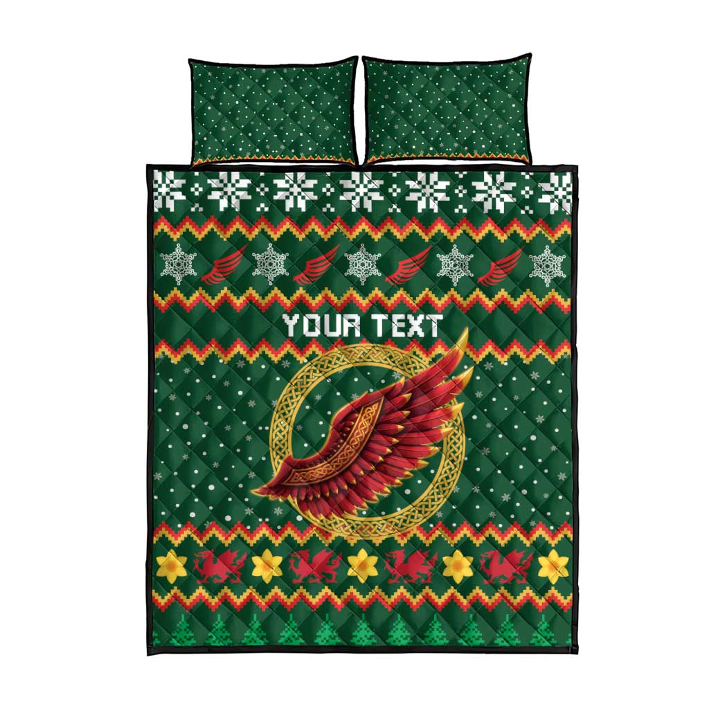 Personalized Montgomeryshire Wales Christmas Quilt Bed Set Celtic Red Wing Cymru Heritage - Wonder Print Shop