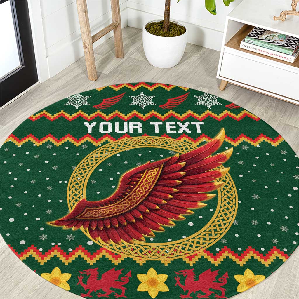 Personalized Montgomeryshire Wales Christmas Round Carpet Celtic Red Wing Cymru Heritage - Wonder Print Shop