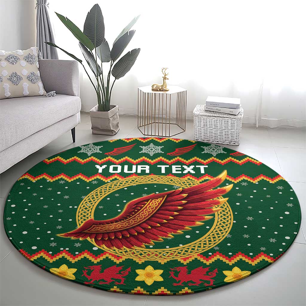 Personalized Montgomeryshire Wales Christmas Round Carpet Celtic Red Wing Cymru Heritage - Wonder Print Shop