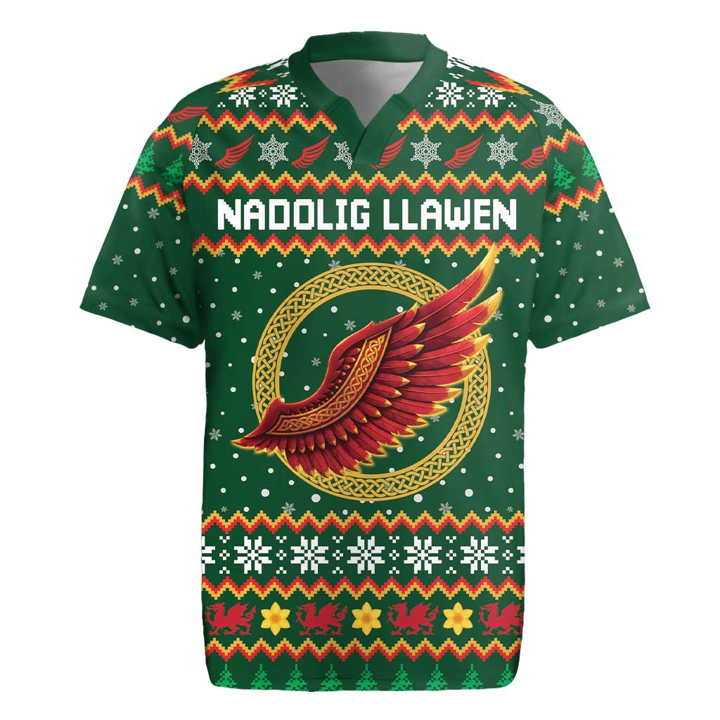 Personalized Montgomeryshire Wales Christmas Rugby Jersey Celtic Red Wing Cymru Heritage - Wonder Print Shop