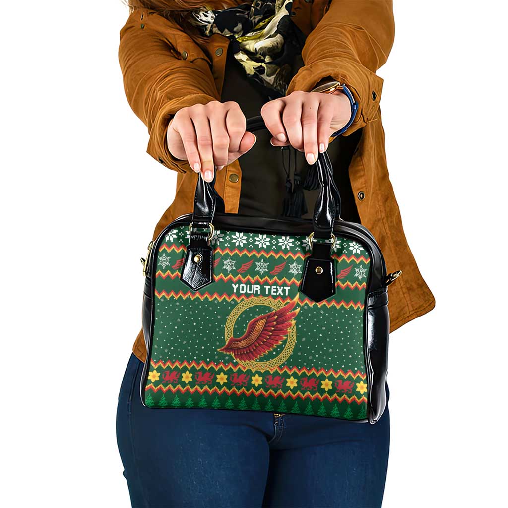 Personalized Montgomeryshire Wales Christmas Shoulder Handbag Celtic Red Wing Cymru Heritage - Wonder Print Shop
