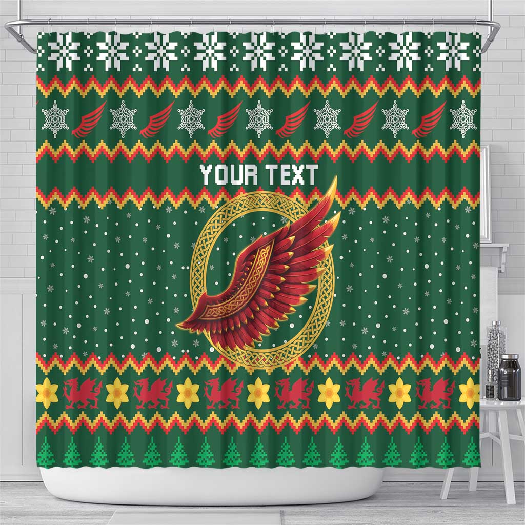 Personalized Montgomeryshire Wales Christmas Shower Curtain Celtic Red Wing Cymru Heritage - Wonder Print Shop