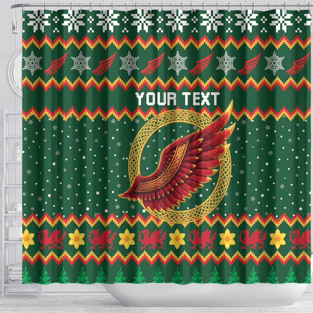 Personalized Montgomeryshire Wales Christmas Shower Curtain Celtic Red Wing Cymru Heritage - Wonder Print Shop