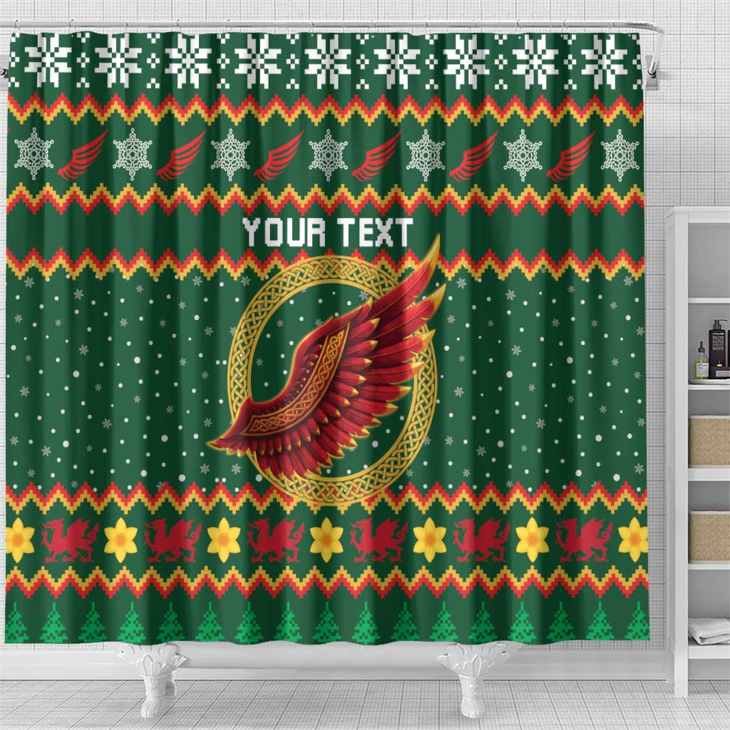 Personalized Montgomeryshire Wales Christmas Shower Curtain Celtic Red Wing Cymru Heritage - Wonder Print Shop