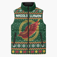Personalized Montgomeryshire Wales Christmas Sleeveless Puffer Jacket Celtic Red Wing Cymru Heritage - Wonder Print Shop