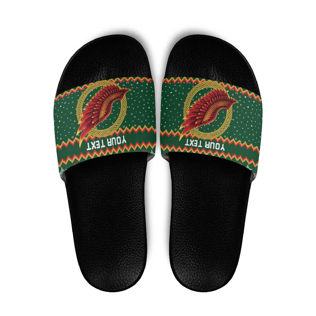 Personalized Montgomeryshire Wales Christmas Slide Sandals Celtic Red Wing Cymru Heritage - Wonder Print Shop