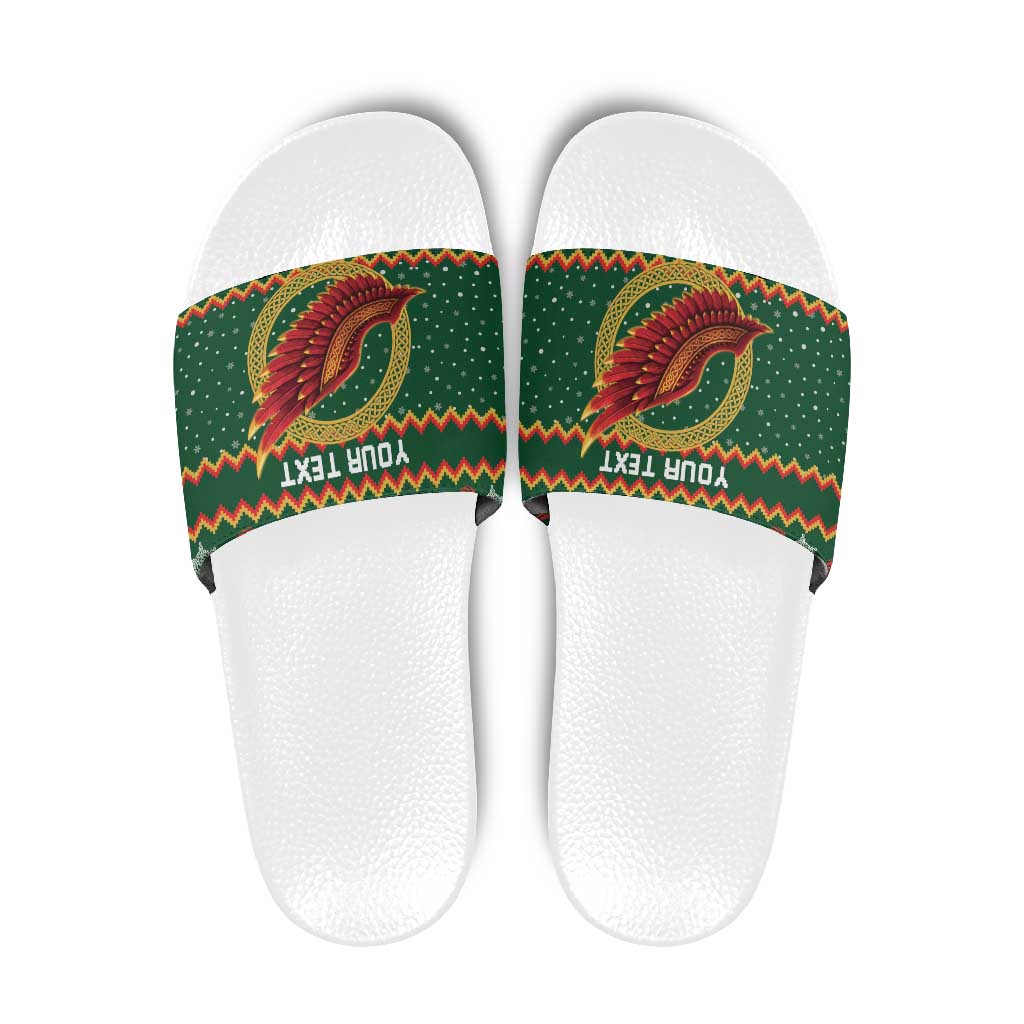 Personalized Montgomeryshire Wales Christmas Slide Sandals Celtic Red Wing Cymru Heritage - Wonder Print Shop