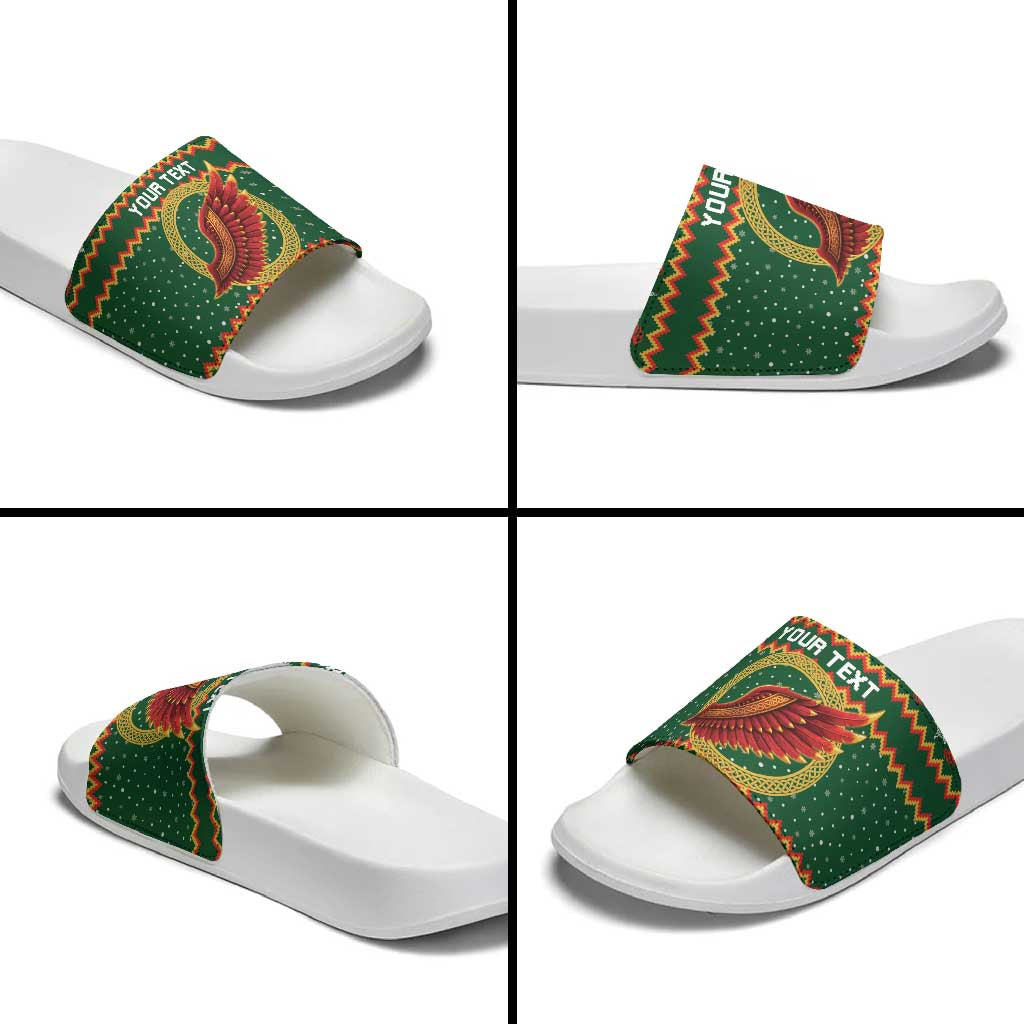 Personalized Montgomeryshire Wales Christmas Slide Sandals Celtic Red Wing Cymru Heritage - Wonder Print Shop