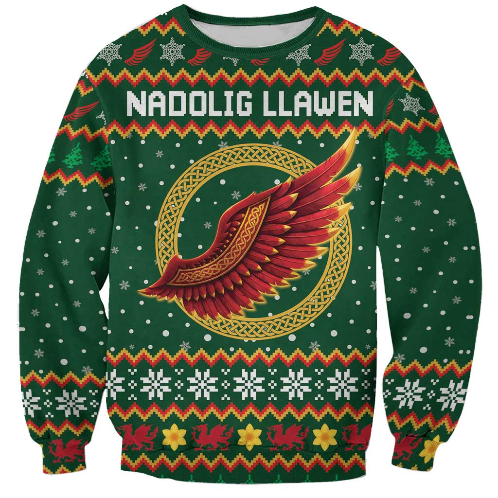 Personalized Montgomeryshire Wales Christmas Sweatshirt Celtic Red Wing Cymru Heritage - Wonder Print Shop