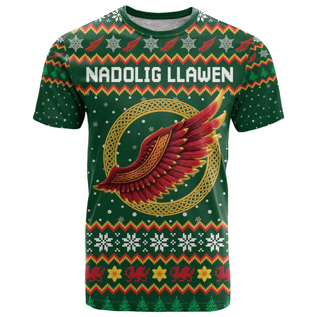 Personalized Montgomeryshire Wales Christmas T Shirt Celtic Red Wing Cymru Heritage - Wonder Print Shop