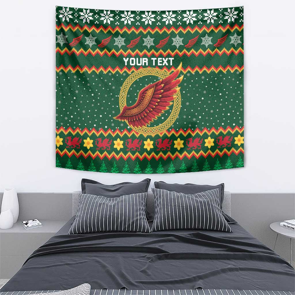 Personalized Montgomeryshire Wales Christmas Tapestry Celtic Red Wing Cymru Heritage - Wonder Print Shop