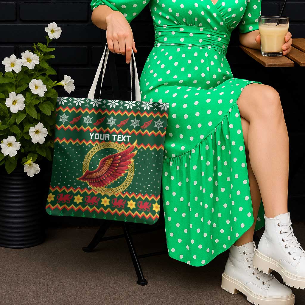 Personalized Montgomeryshire Wales Christmas Tote Bag Celtic Red Wing Cymru Heritage - Wonder Print Shop