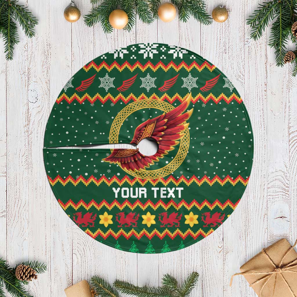 Personalized Montgomeryshire Wales Christmas Tree Skirt Celtic Red Wing Cymru Heritage - Wonder Print Shop