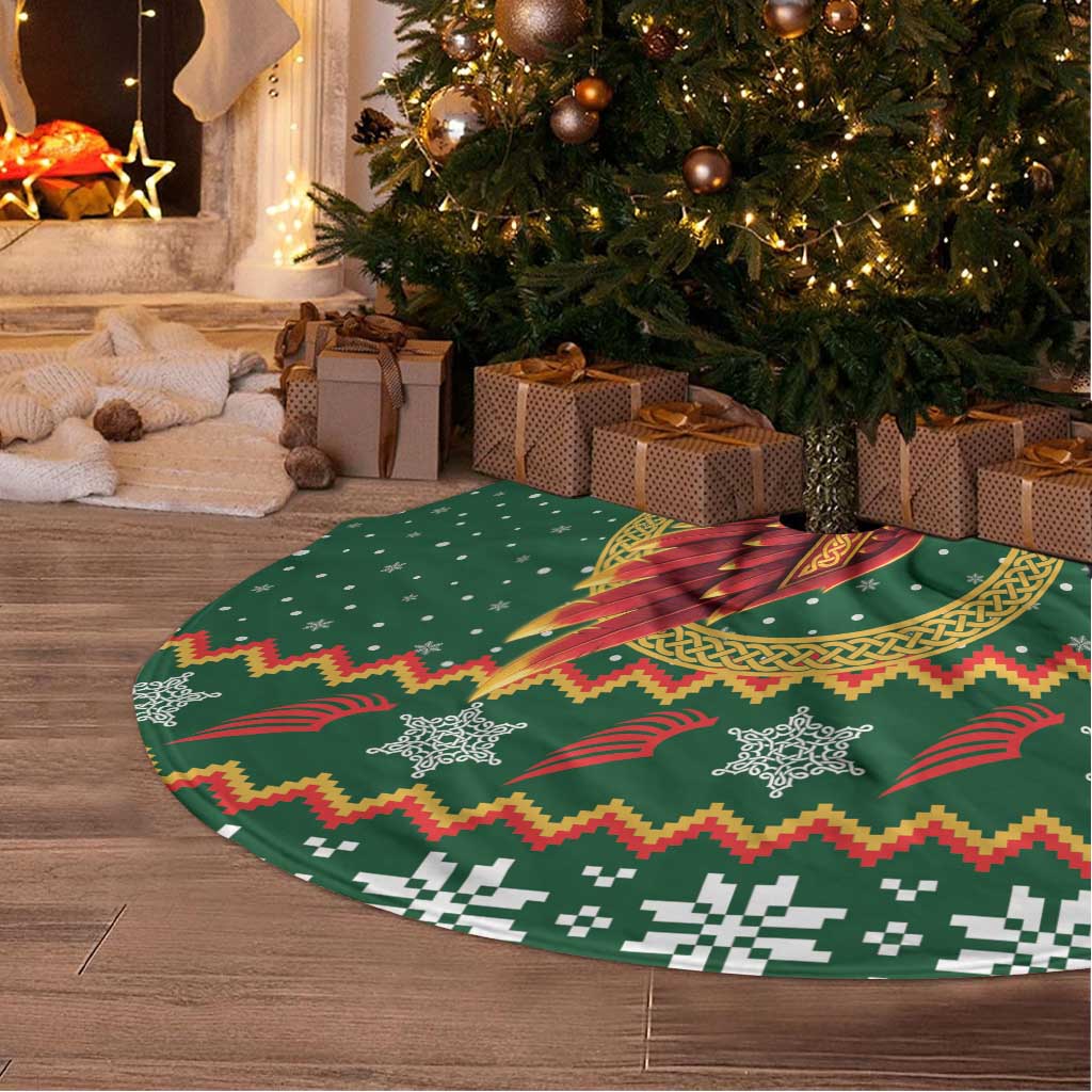 Personalized Montgomeryshire Wales Christmas Tree Skirt Celtic Red Wing Cymru Heritage - Wonder Print Shop