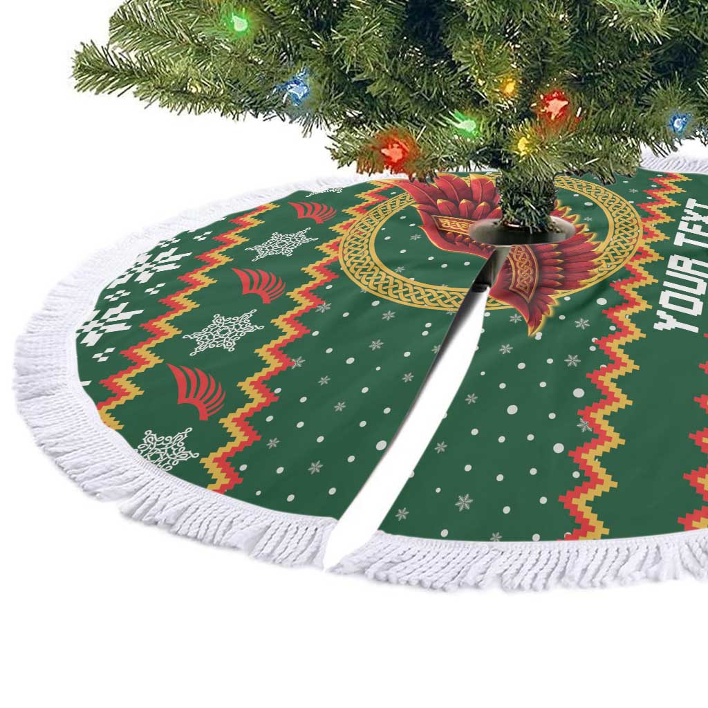 Personalized Montgomeryshire Wales Christmas Tree Skirt Celtic Red Wing Cymru Heritage - Wonder Print Shop