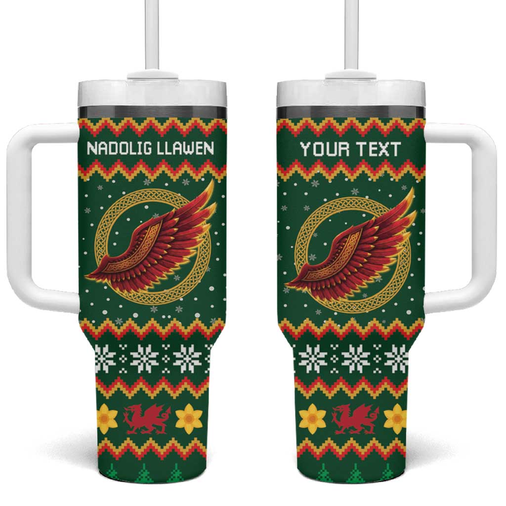 Personalized Montgomeryshire Wales Christmas Tumbler With Handle Celtic Red Wing Cymru Heritage - Wonder Print Shop