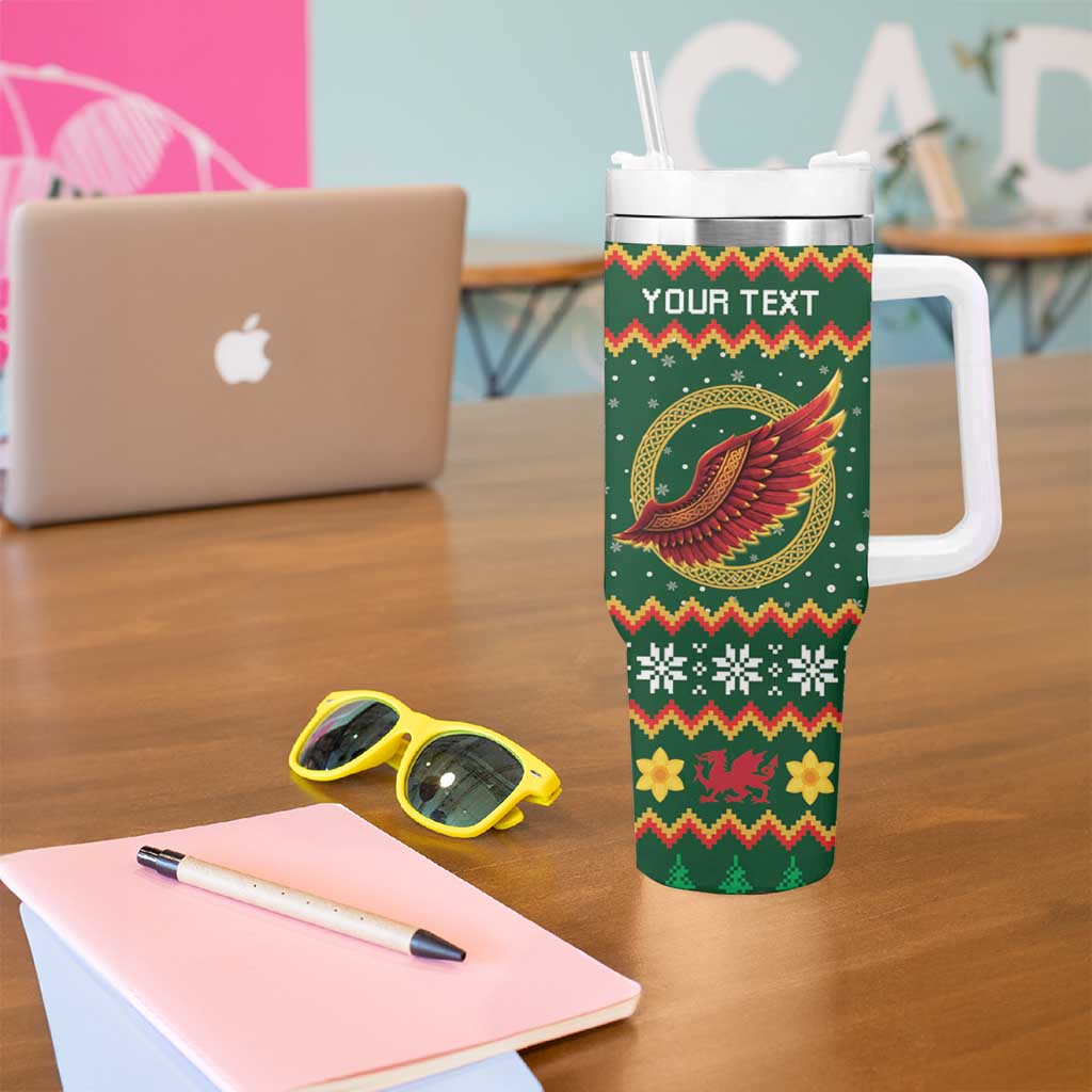 Personalized Montgomeryshire Wales Christmas Tumbler With Handle Celtic Red Wing Cymru Heritage - Wonder Print Shop