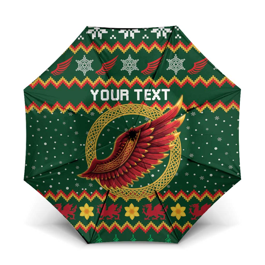Personalized Montgomeryshire Wales Christmas Umbrella Celtic Red Wing Cymru Heritage - Wonder Print Shop