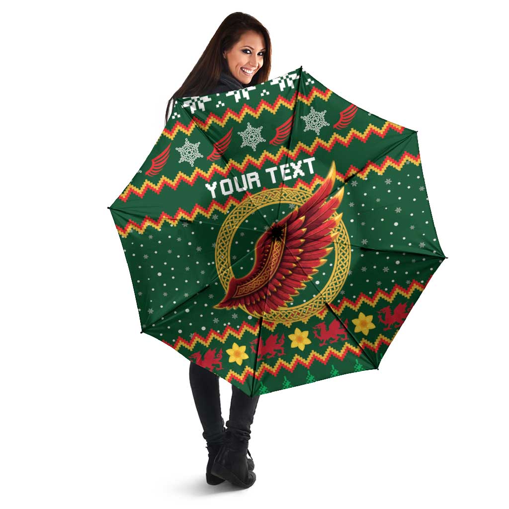 Personalized Montgomeryshire Wales Christmas Umbrella Celtic Red Wing Cymru Heritage - Wonder Print Shop