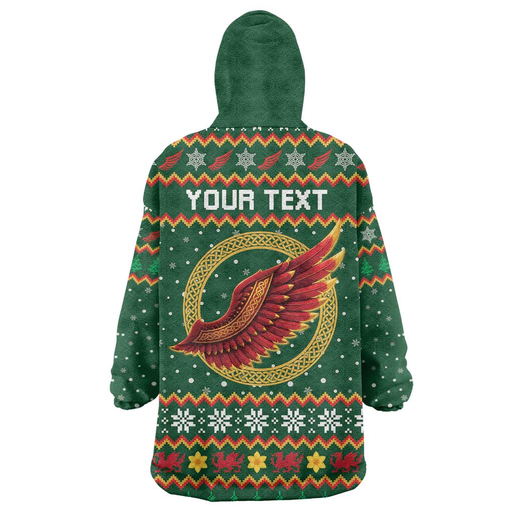 Personalized Montgomeryshire Wales Christmas Wearable Blanket Hoodie Celtic Red Wing Cymru Heritage - Wonder Print Shop