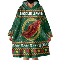 Personalized Montgomeryshire Wales Christmas Wearable Blanket Hoodie Celtic Red Wing Cymru Heritage - Wonder Print Shop