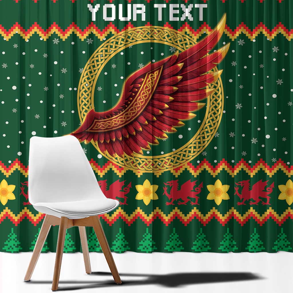 Personalized Montgomeryshire Wales Christmas Window Curtain Celtic Red Wing Cymru Heritage - Wonder Print Shop