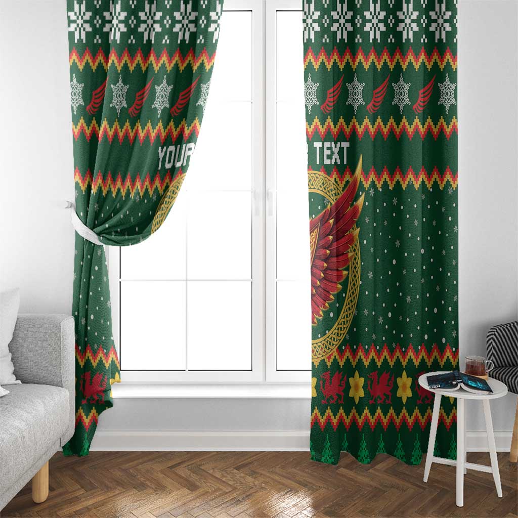 Personalized Montgomeryshire Wales Christmas Window Curtain Celtic Red Wing Cymru Heritage - Wonder Print Shop