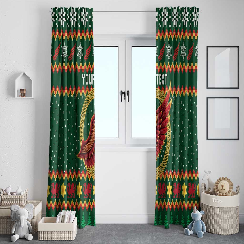 Personalized Montgomeryshire Wales Christmas Window Curtain Celtic Red Wing Cymru Heritage - Wonder Print Shop