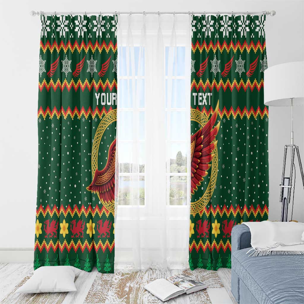 Personalized Montgomeryshire Wales Christmas Window Curtain Celtic Red Wing Cymru Heritage - Wonder Print Shop