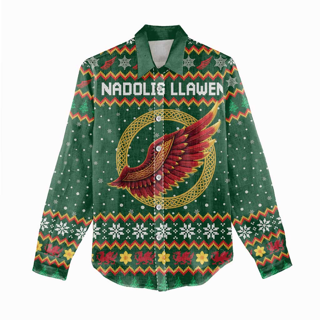 Personalized Montgomeryshire Wales Christmas Women Casual Shirt Celtic Red Wing Cymru Heritage - Wonder Print Shop