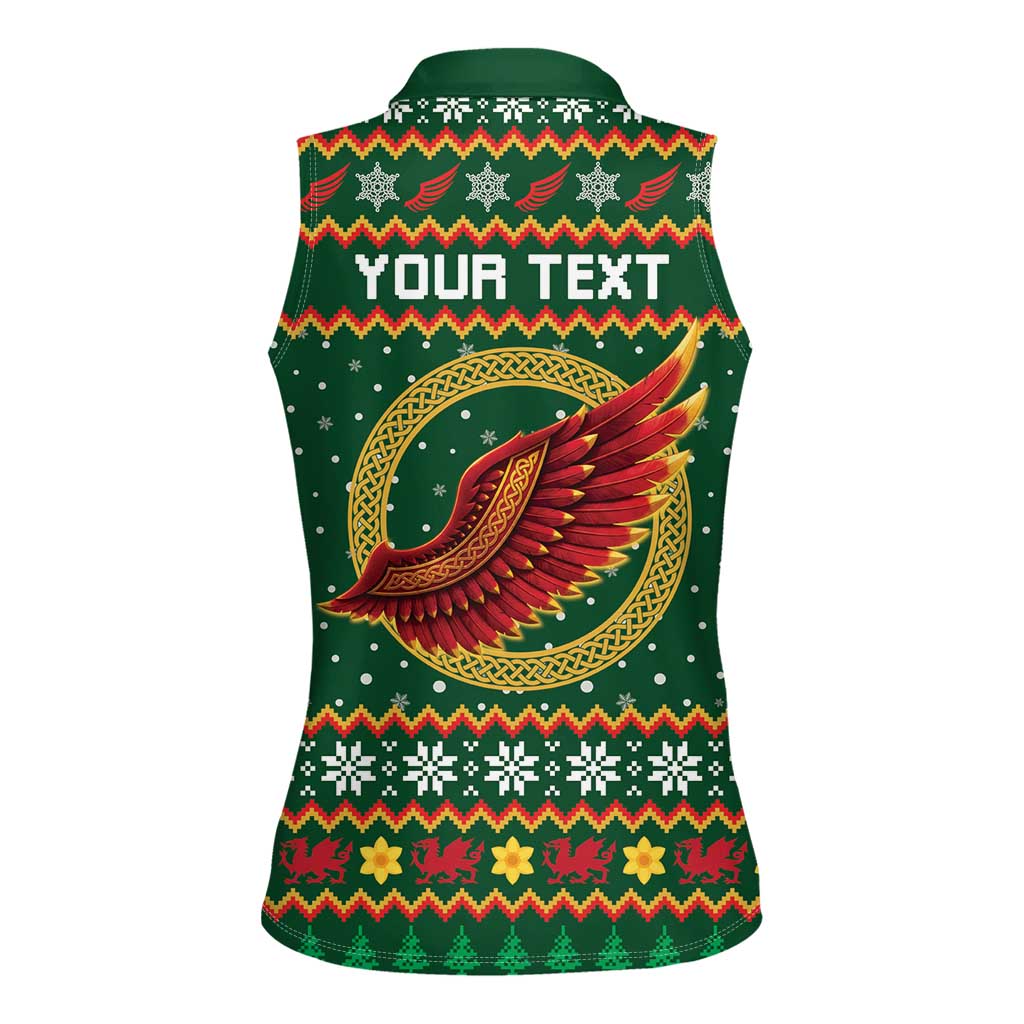 Personalized Montgomeryshire Wales Christmas Women Sleeveless Polo Shirt Celtic Red Wing Cymru Heritage - Wonder Print Shop