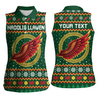 Personalized Montgomeryshire Wales Christmas Women Sleeveless Polo Shirt Celtic Red Wing Cymru Heritage - Wonder Print Shop