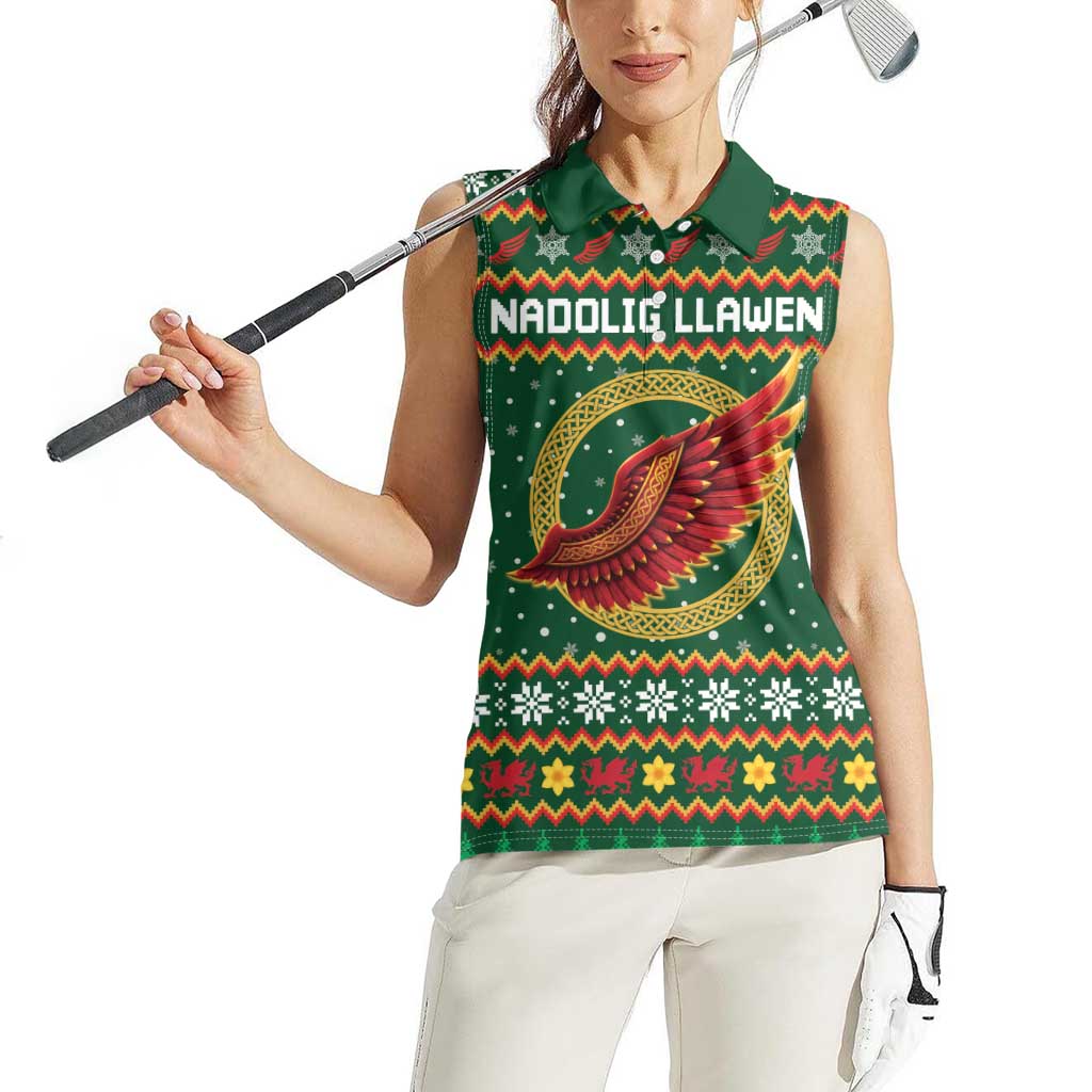 Personalized Montgomeryshire Wales Christmas Women Sleeveless Polo Shirt Celtic Red Wing Cymru Heritage - Wonder Print Shop