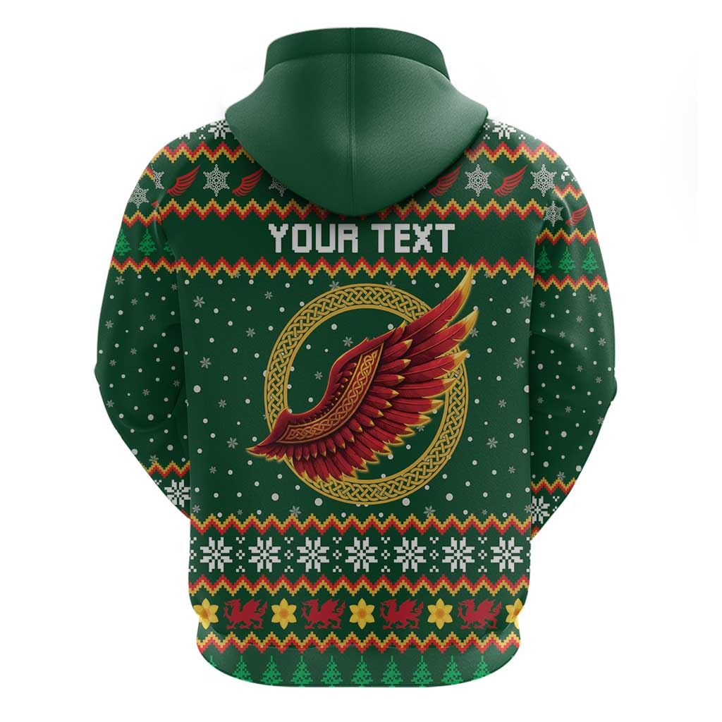 Personalized Montgomeryshire Wales Christmas Zip Hoodie Celtic Red Wing Cymru Heritage - Wonder Print Shop