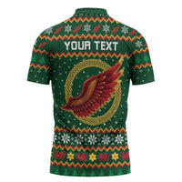 Personalized Montgomeryshire Wales Christmas Zipper Polo Shirt Celtic Red Wing Cymru Heritage - Wonder Print Shop