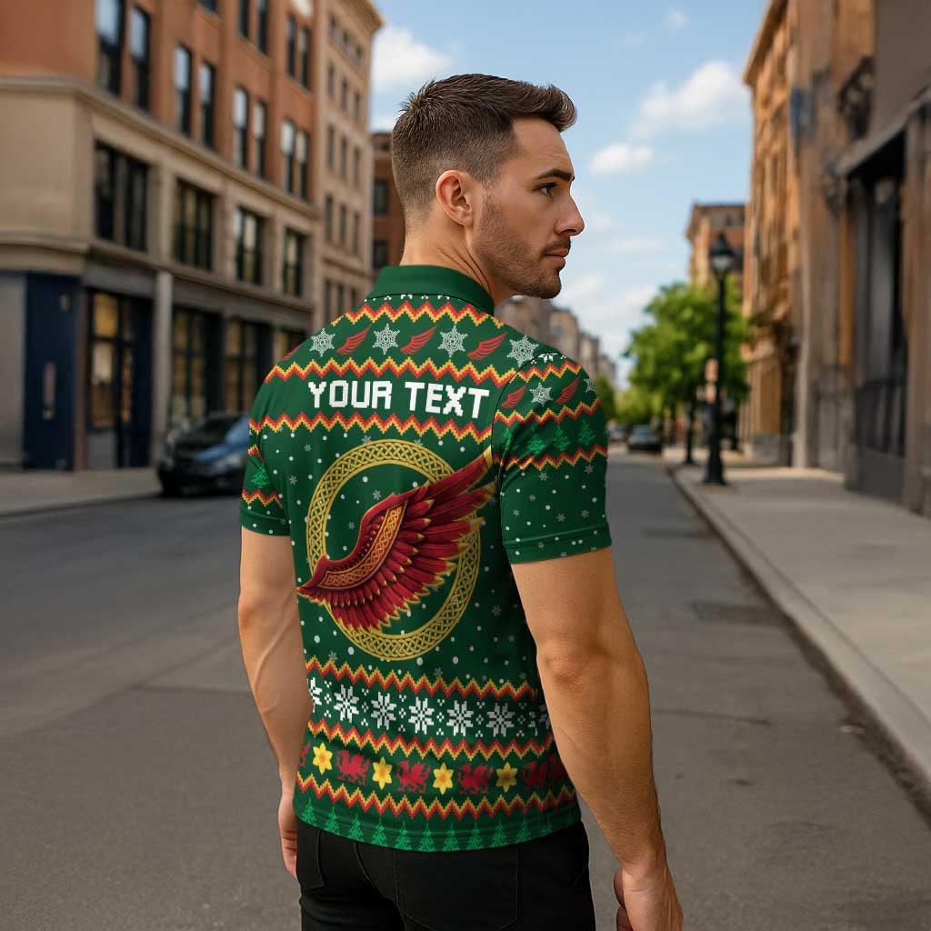Personalized Montgomeryshire Wales Christmas Zipper Polo Shirt Celtic Red Wing Cymru Heritage - Wonder Print Shop