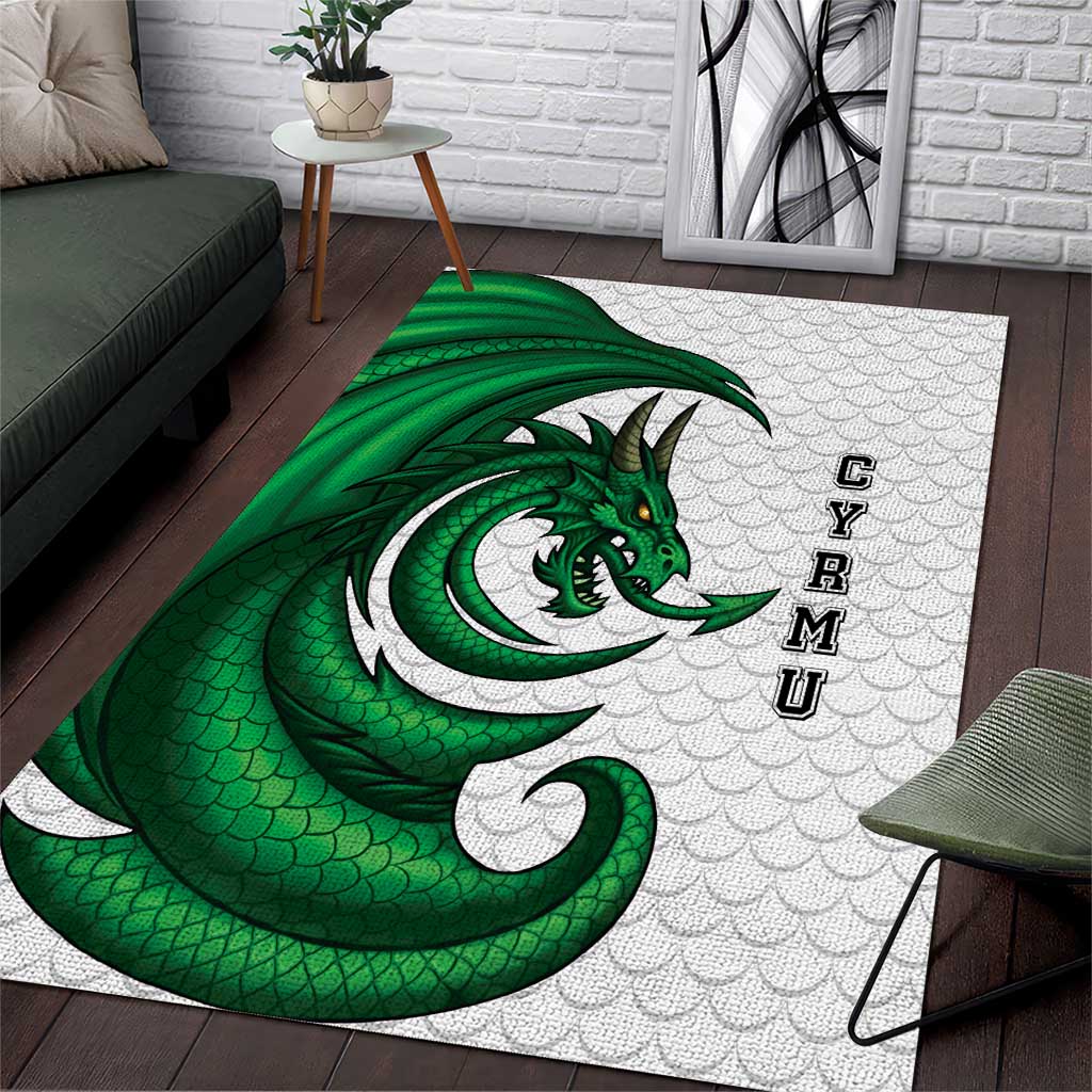 Wales Celtic Dragon Area Rug Welsh Mythic Green Dragon - Wonder Print Shop