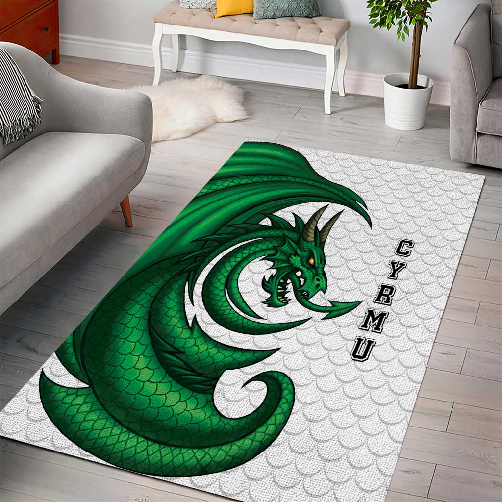 Wales Celtic Dragon Area Rug Welsh Mythic Green Dragon - Wonder Print Shop